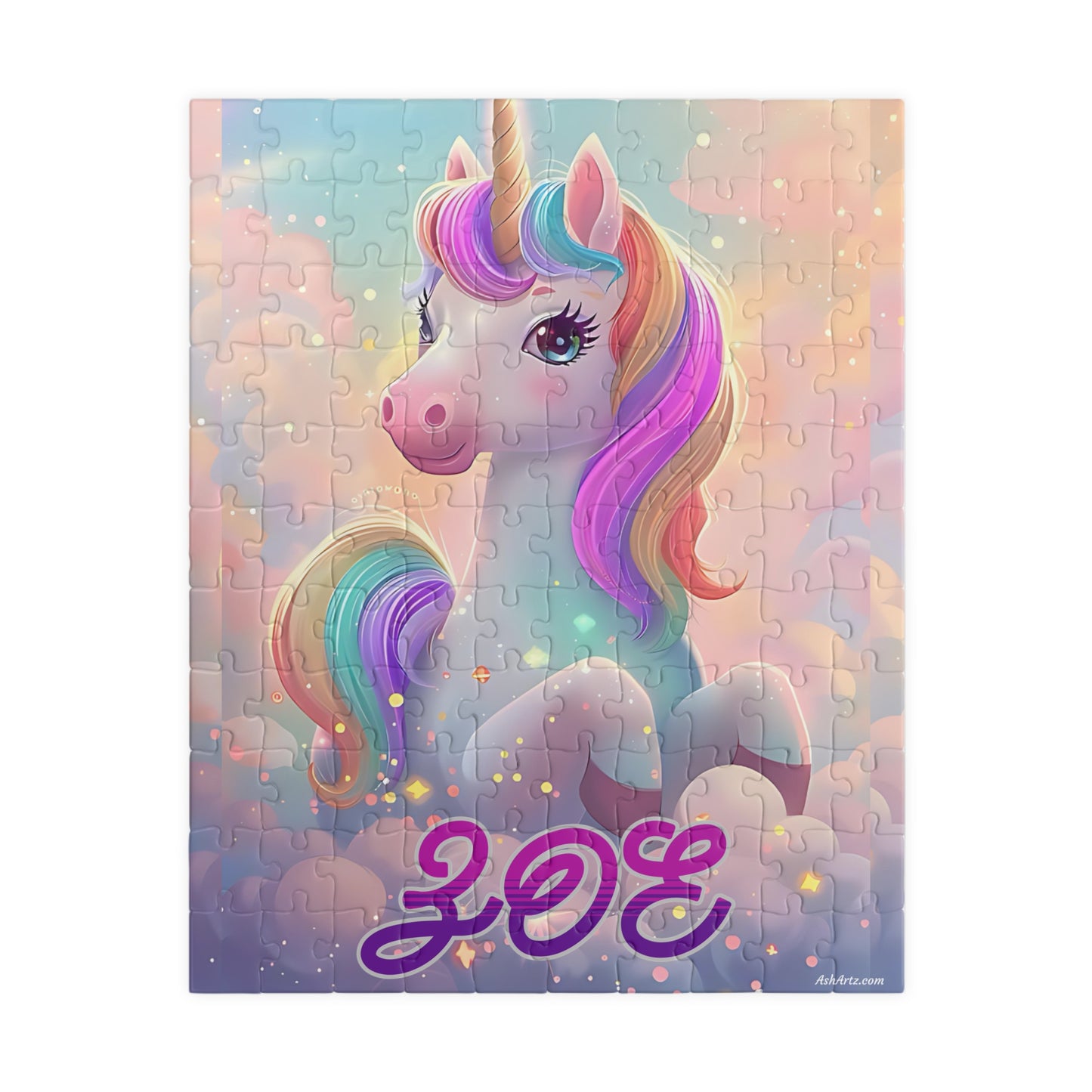 Custom Name Kids Magic Unicorn Puzzle, Personalized Jigsaw Gift Set For Child