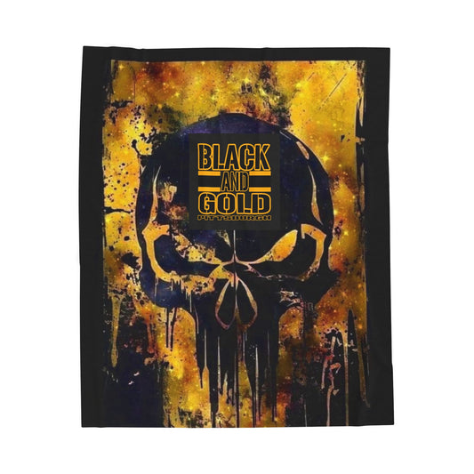 Black and Gold Jake Skull Pittsburgh Sports Blanket | Grunge Splatter Gift Throw