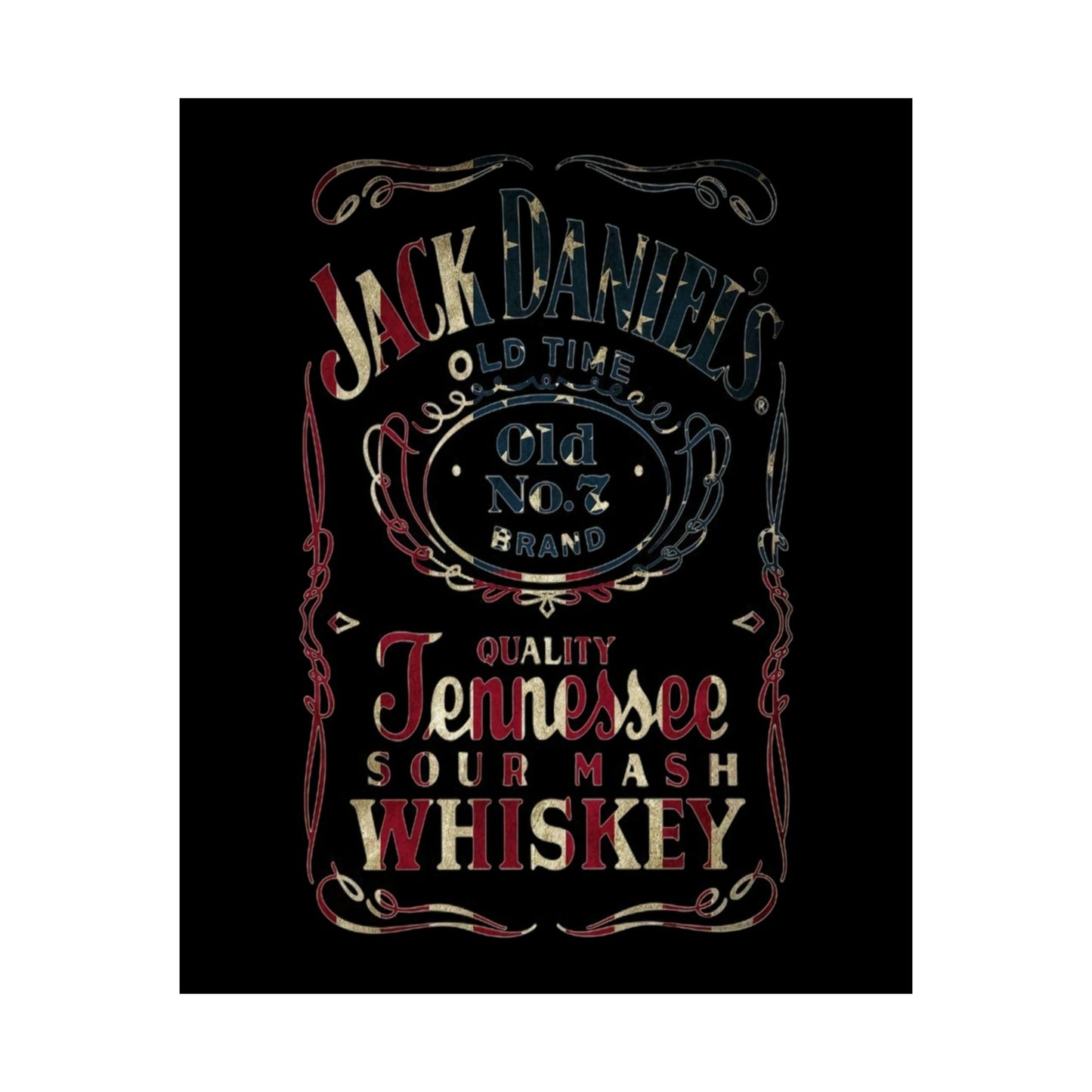 Jack Daniels Stars And Stripes Tennessee Whiskey Matte Vertical Posters Bar Decor