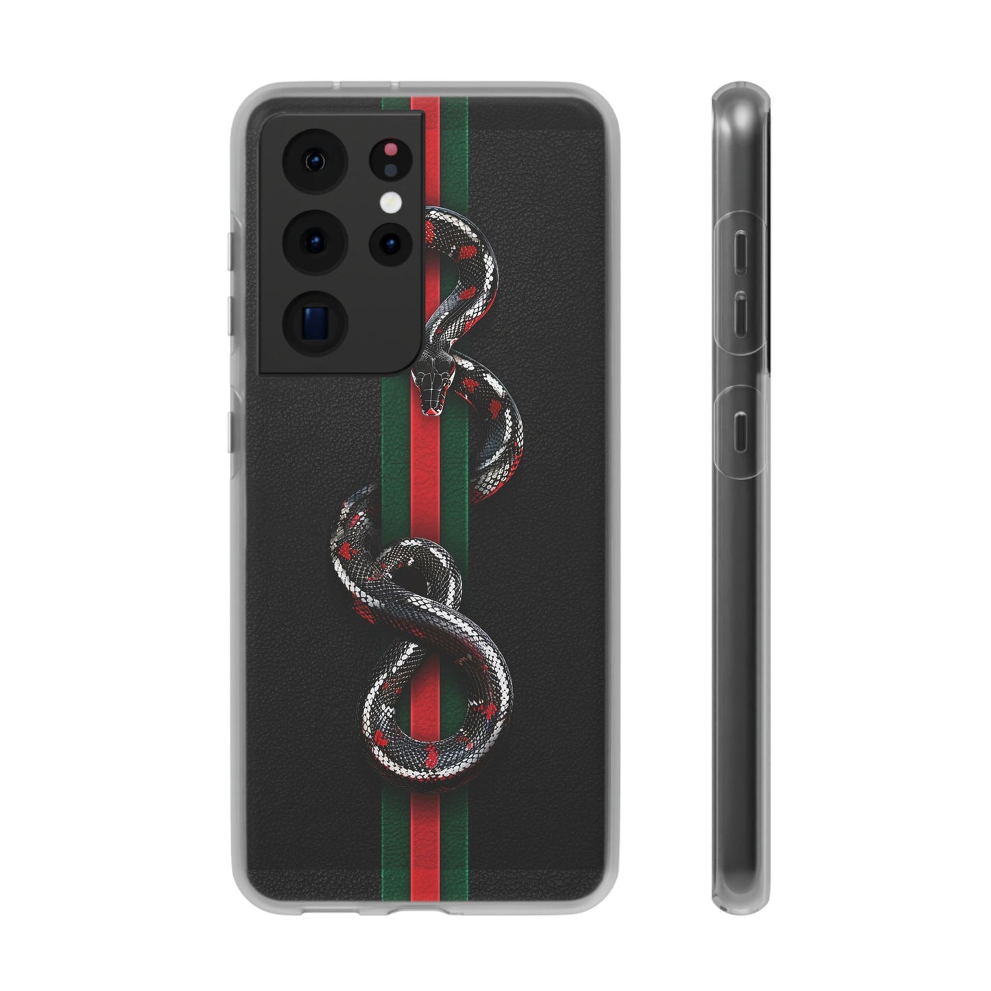 Green and Red Stripes Snake TPU Flexi Cases For iPhones And Samsung Galaxy