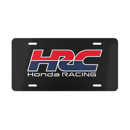 Honda Racing, Black Front Vanity License Plate, Custom HRC Design