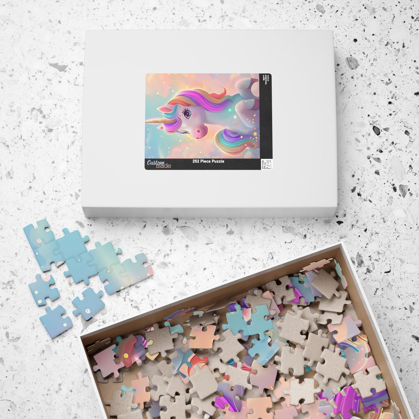 Custom Name Kids Magic Unicorn Puzzle, Personalized Jigsaw Gift Set For Child