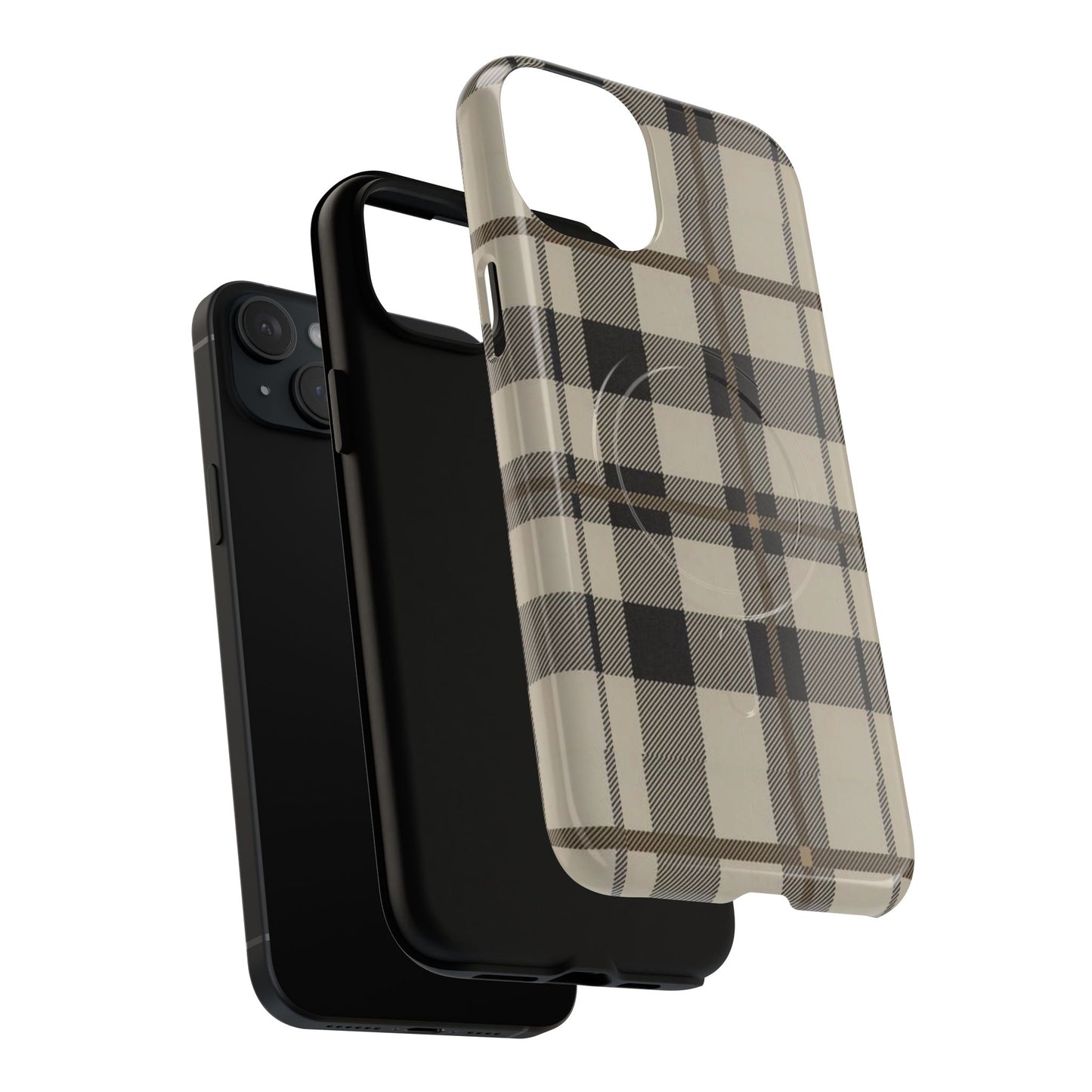 Neutral Plaid Phone Case Tough Magnetic Case | Beige Tartan Gift Idea