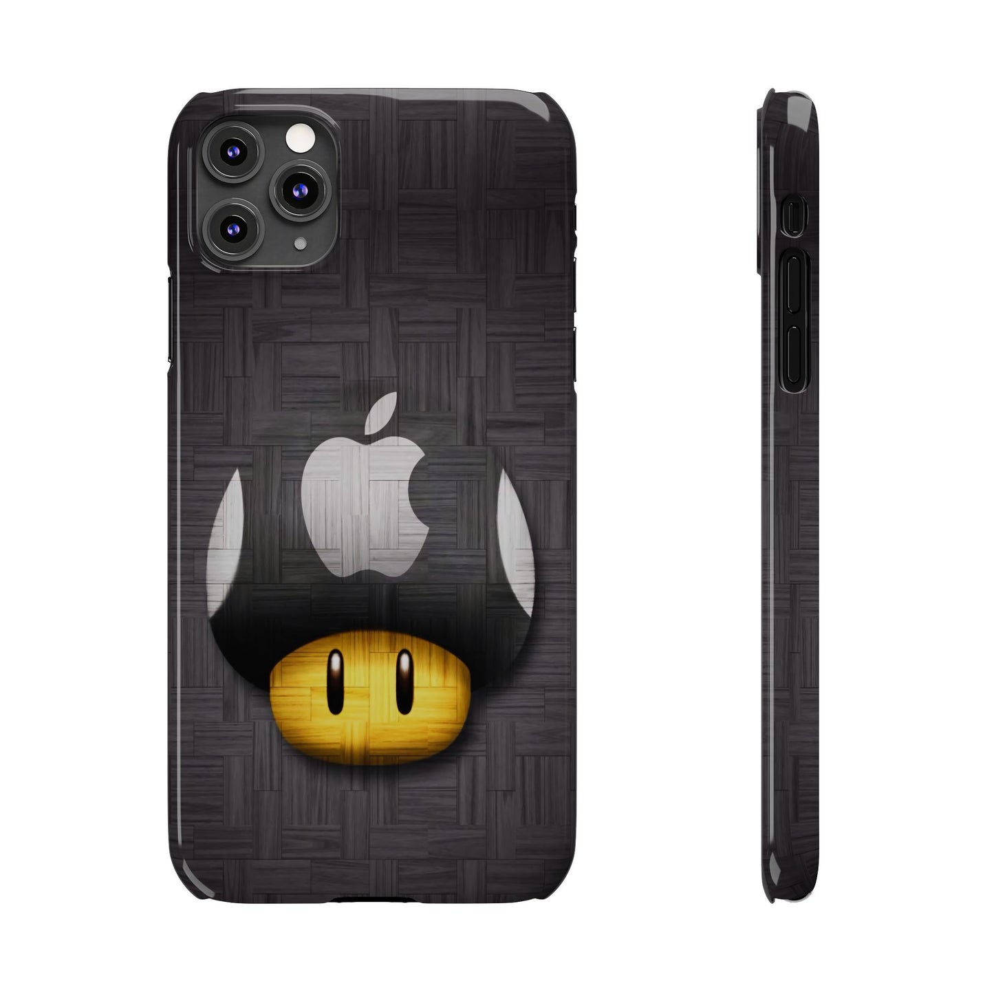 Mushroom Apple Slim Phone Case for iPhone Cute Gamer Phone Accessory, Kids Gift