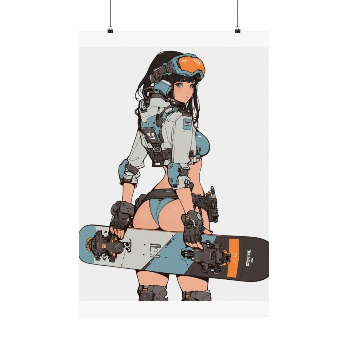 Cyberpunk Snowboard Girl Poster | Waifu Girl Anime Manga Matte Vertical Poster