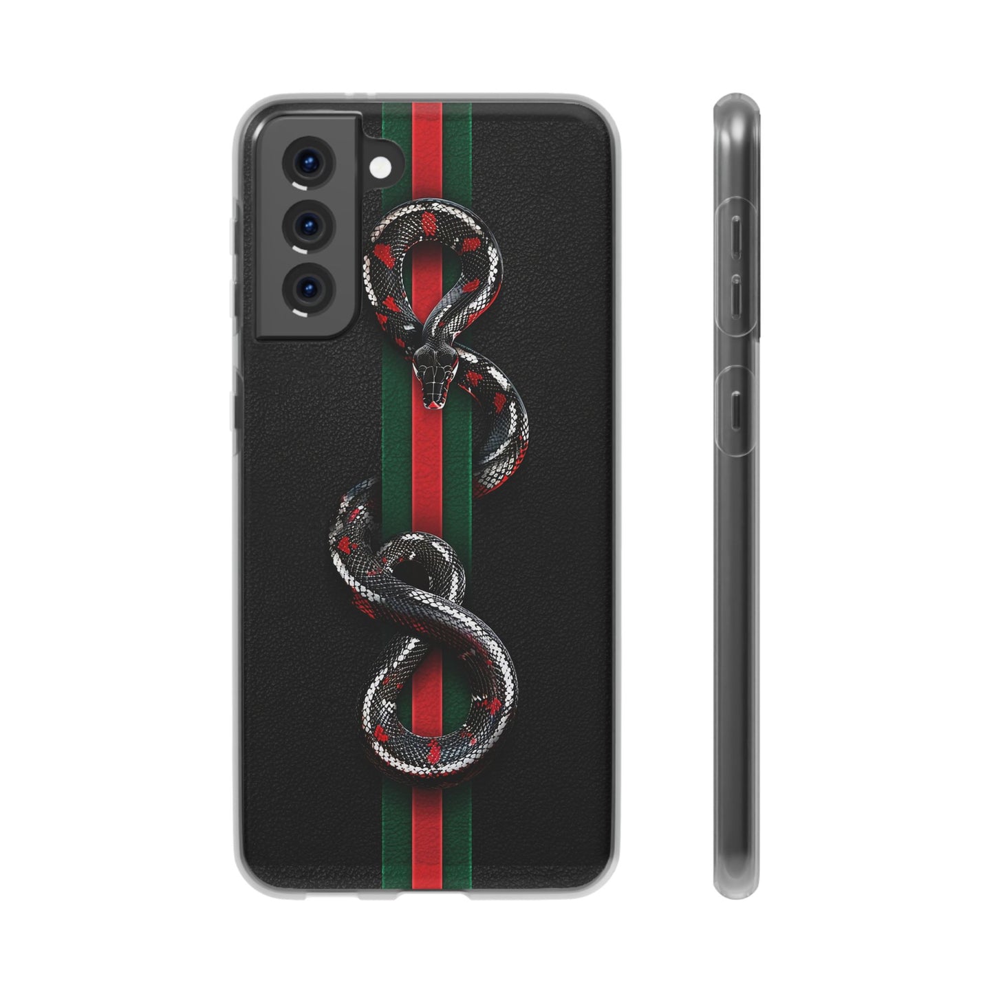 Green and Red Stripes Snake TPU Flexi Cases For iPhones And Samsung Galaxy
