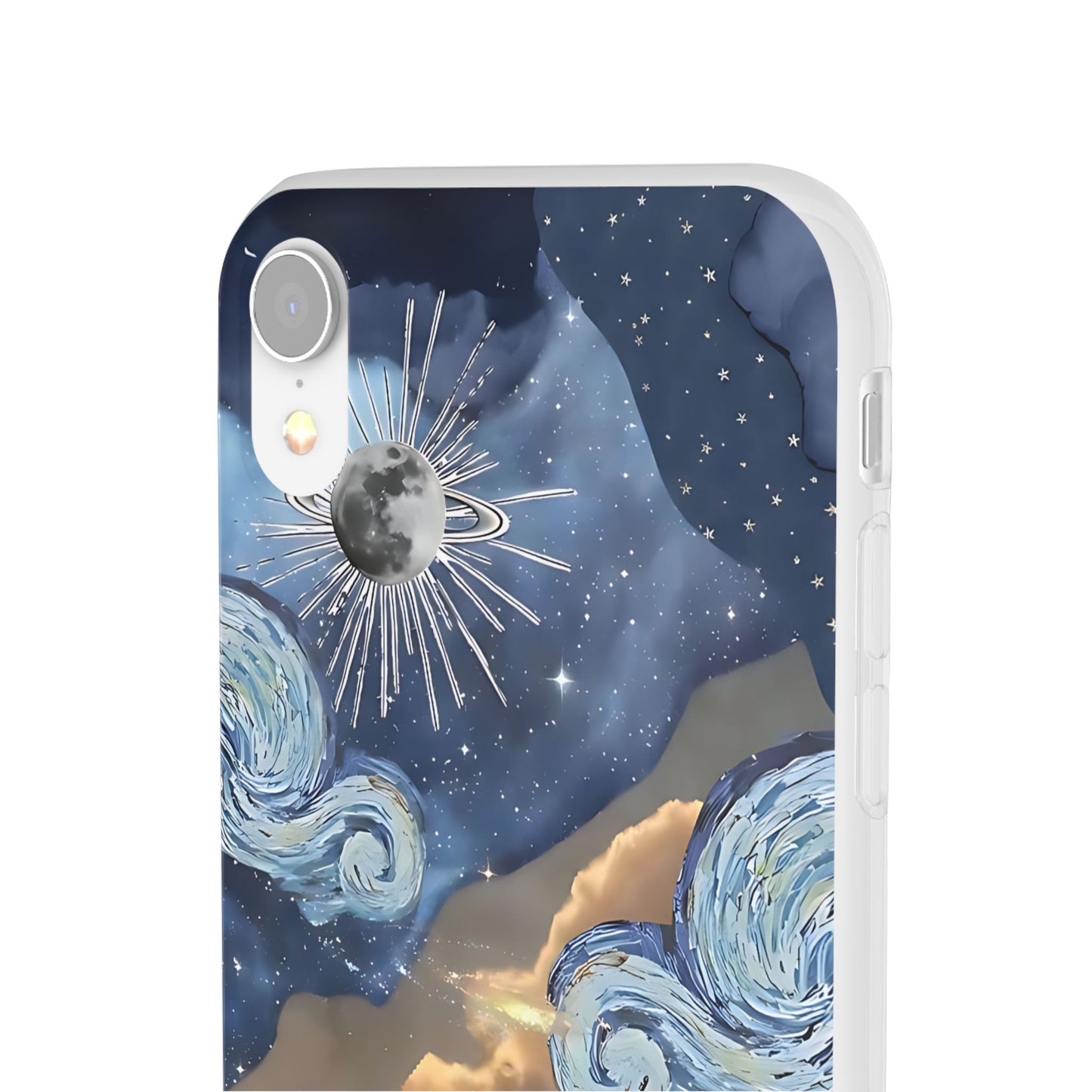 Celestial Flexi Case, Boho Phone Cover, Galaxy Protection, Starry Night Design,