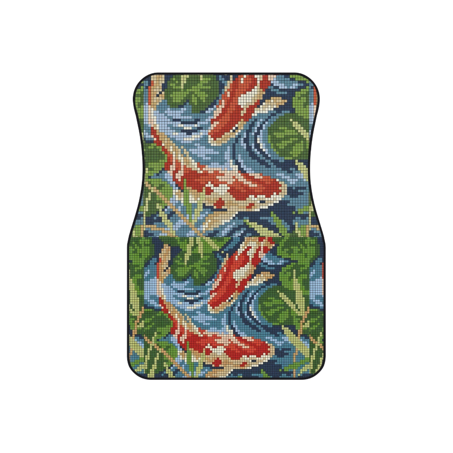 Vibrant Koi Fish Car Mats Set,  Stylish Auto Decor, Pixel Art Japanese Mat