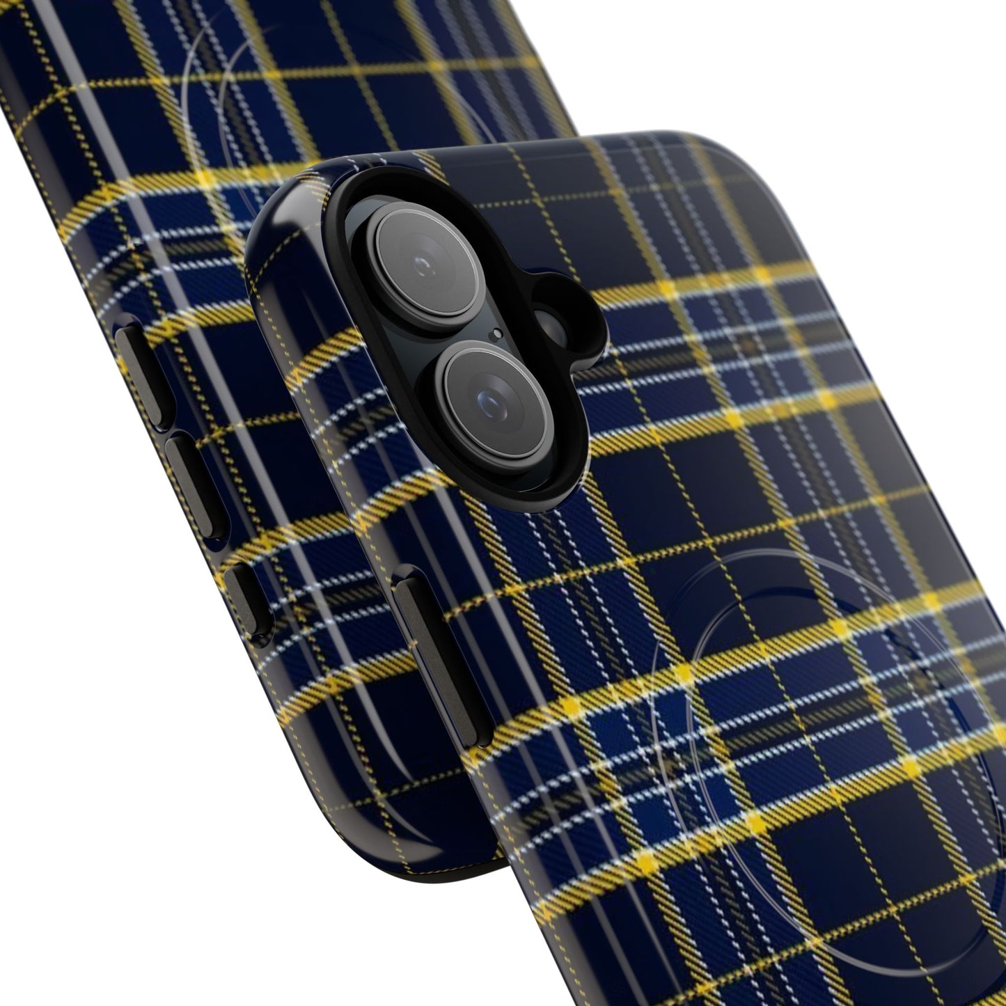 Navy Yellow Plaid Phone Case Tough Magnetic Case | Plaid iPhone Cover