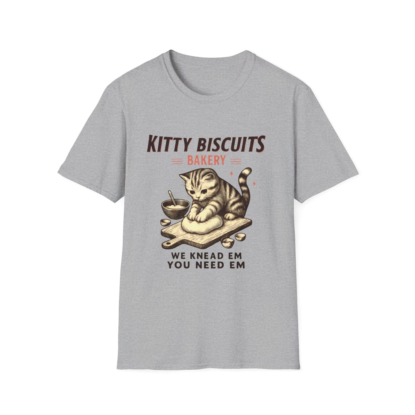 Kitty Biscuits Bakery T-Shirt | Cat Baking Graphic T, Softstyle Gift