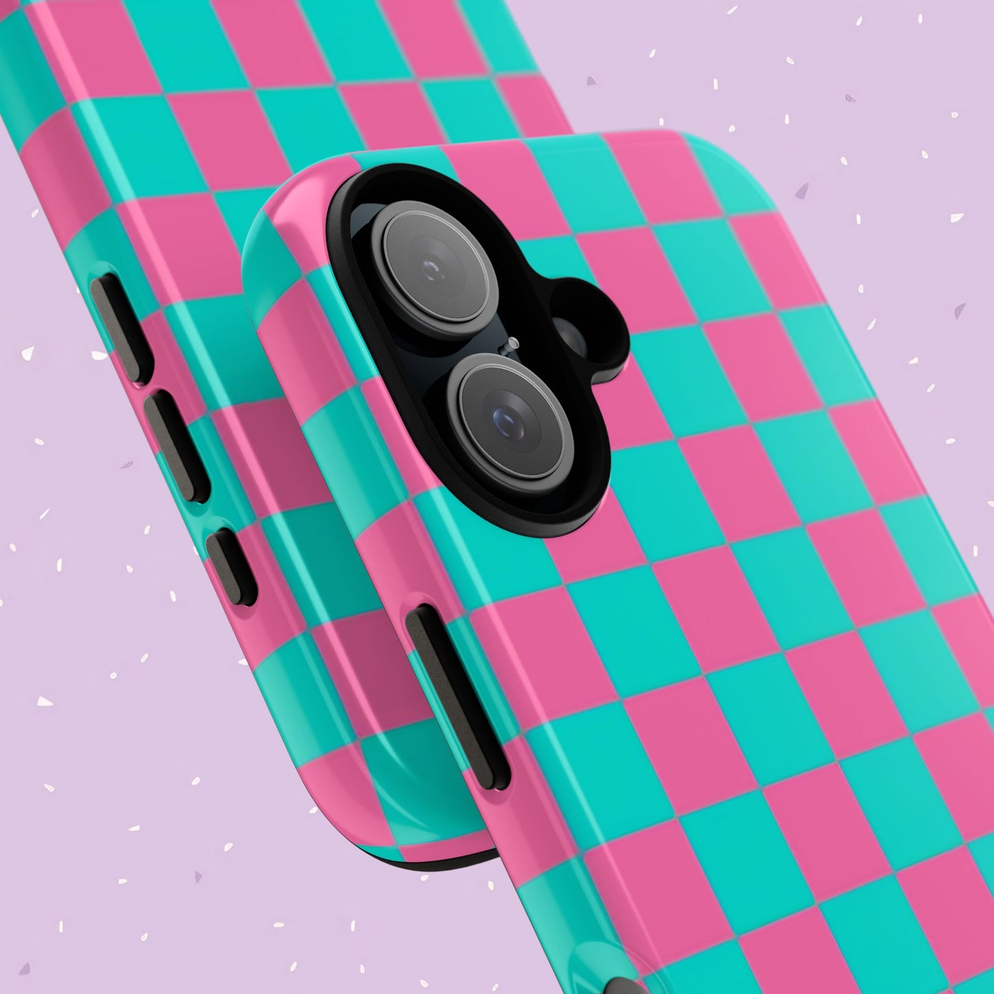 Hot Pink And Teal Checker Pattern Tough Case for iPhone, Galaxy Phones and Google Pixel