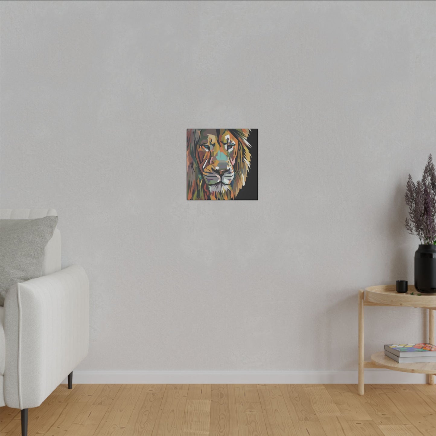 Geometric Lion Face Matte Canvas Print, Custom Wall Decor