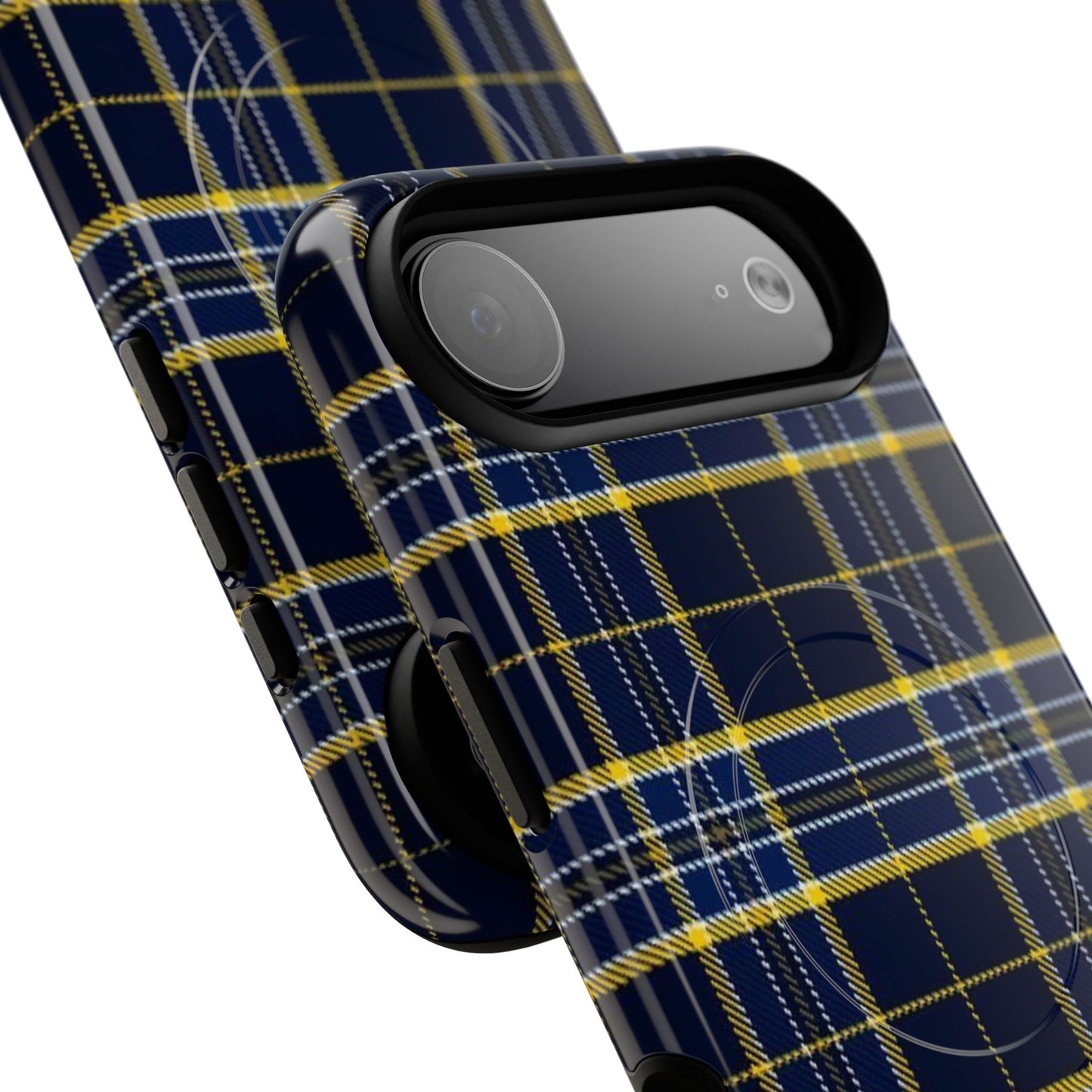 Navy Yellow Plaid Phone Case Tough Magnetic Case | Plaid iPhone Cover