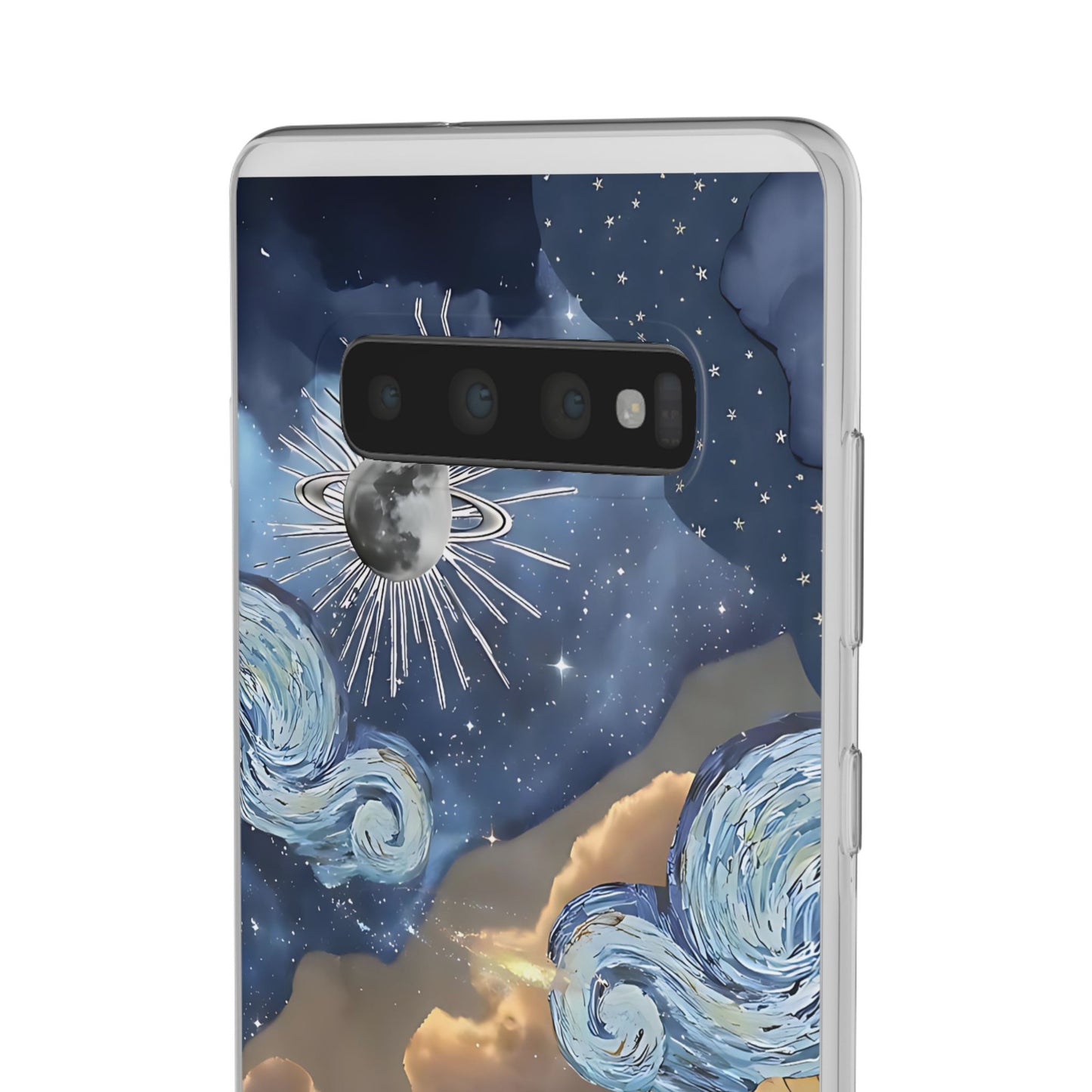 Celestial Flexi Case, Boho Phone Cover, Galaxy Protection, Starry Night Design,