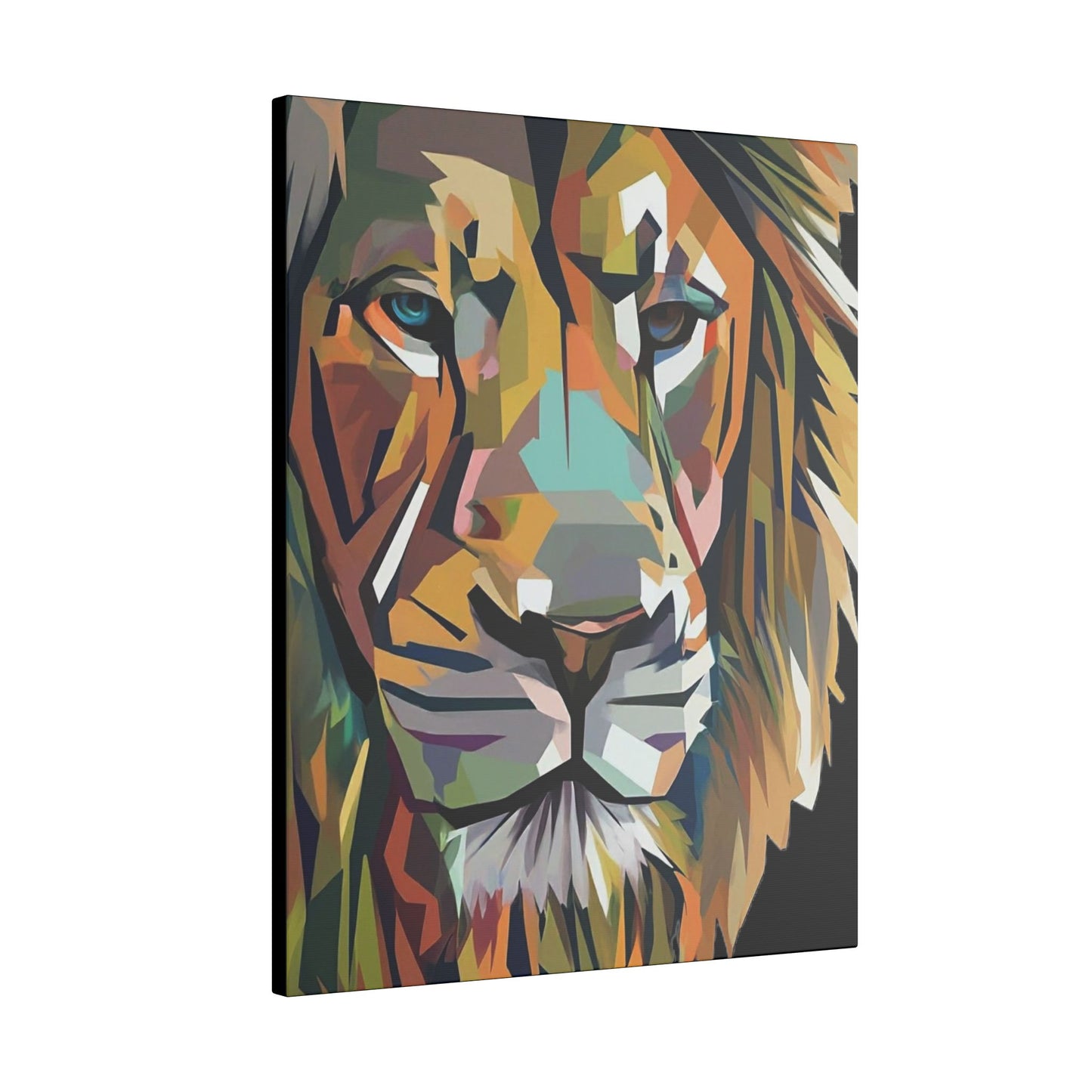 Geometric Lion Face Matte Canvas Print, Custom Wall Decor