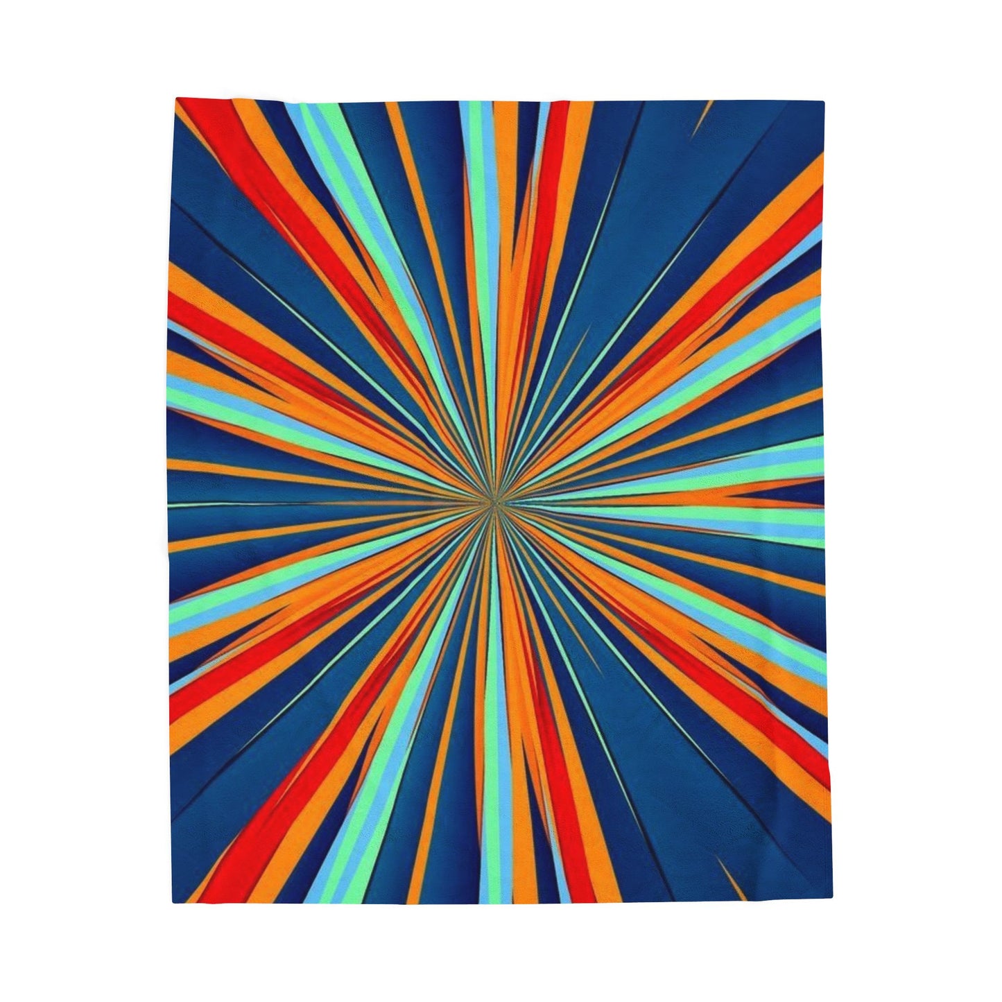 Retro Starburst Stripes Velveteen Plush Blanket | Colorful Burst Decor