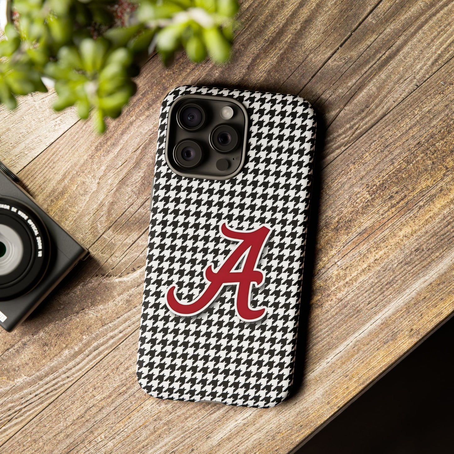Alabama Houndstooth Phone Case, Tough Cases, College RTR Fan Gear, Initial A