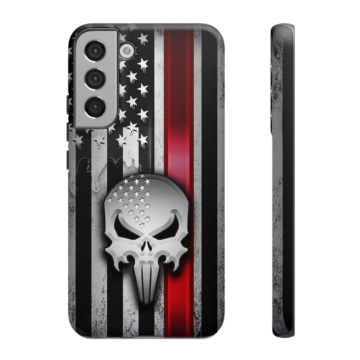 Tough Cases For iPhone, Galaxy and Pixel,  Thin Red Line, Jake Skull Design