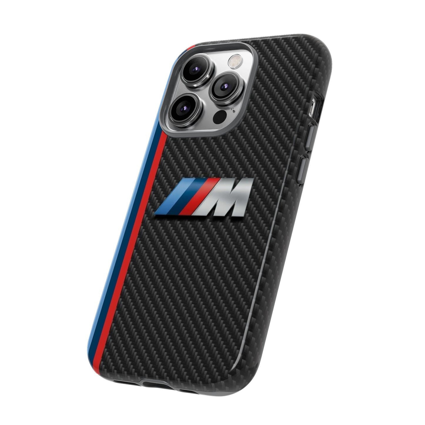 Phone Case - Black Tough Case for iPhones, Galaxy, Pixel, Blue And Red Stripes, BMW M Series