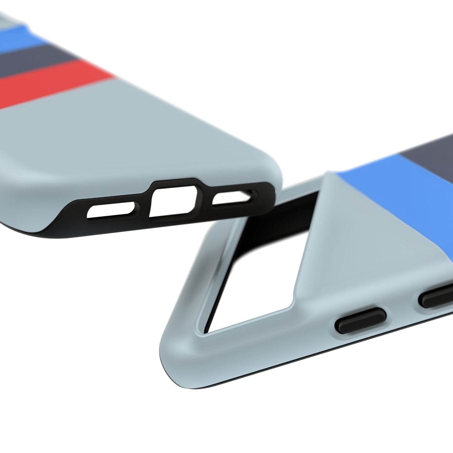 Gray Tough Case For iPhone, Samsung Galaxy and Google Pixel, Blue & Red Stripe