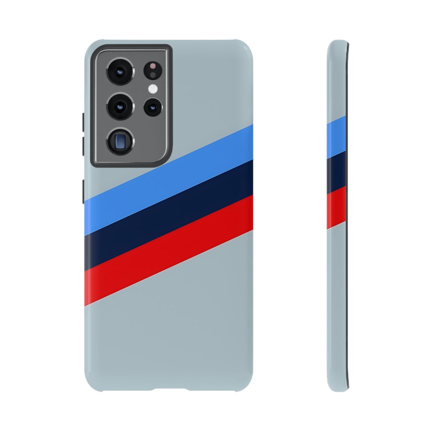 Gray Tough Case For iPhone, Samsung Galaxy and Google Pixel, Blue & Red Stripe