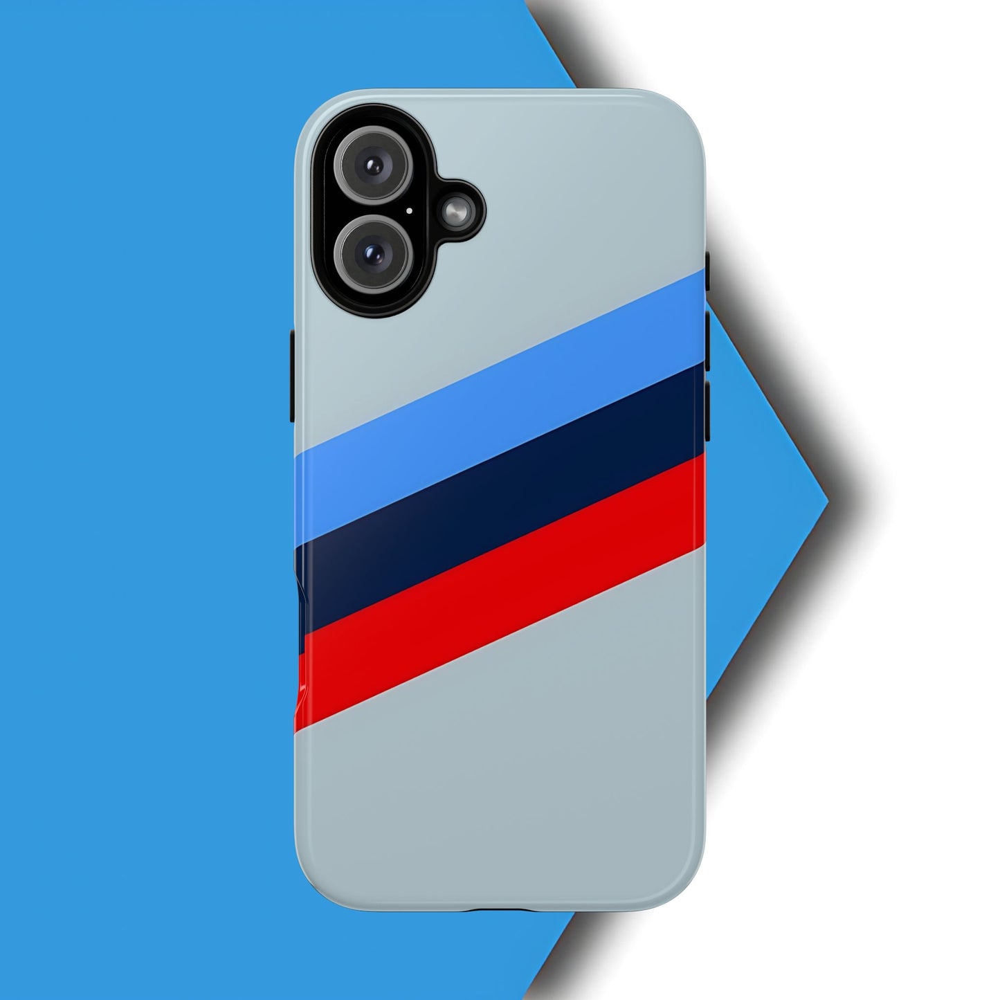 Gray Tough Case For iPhone, Samsung Galaxy and Google Pixel, Blue & Red Stripe