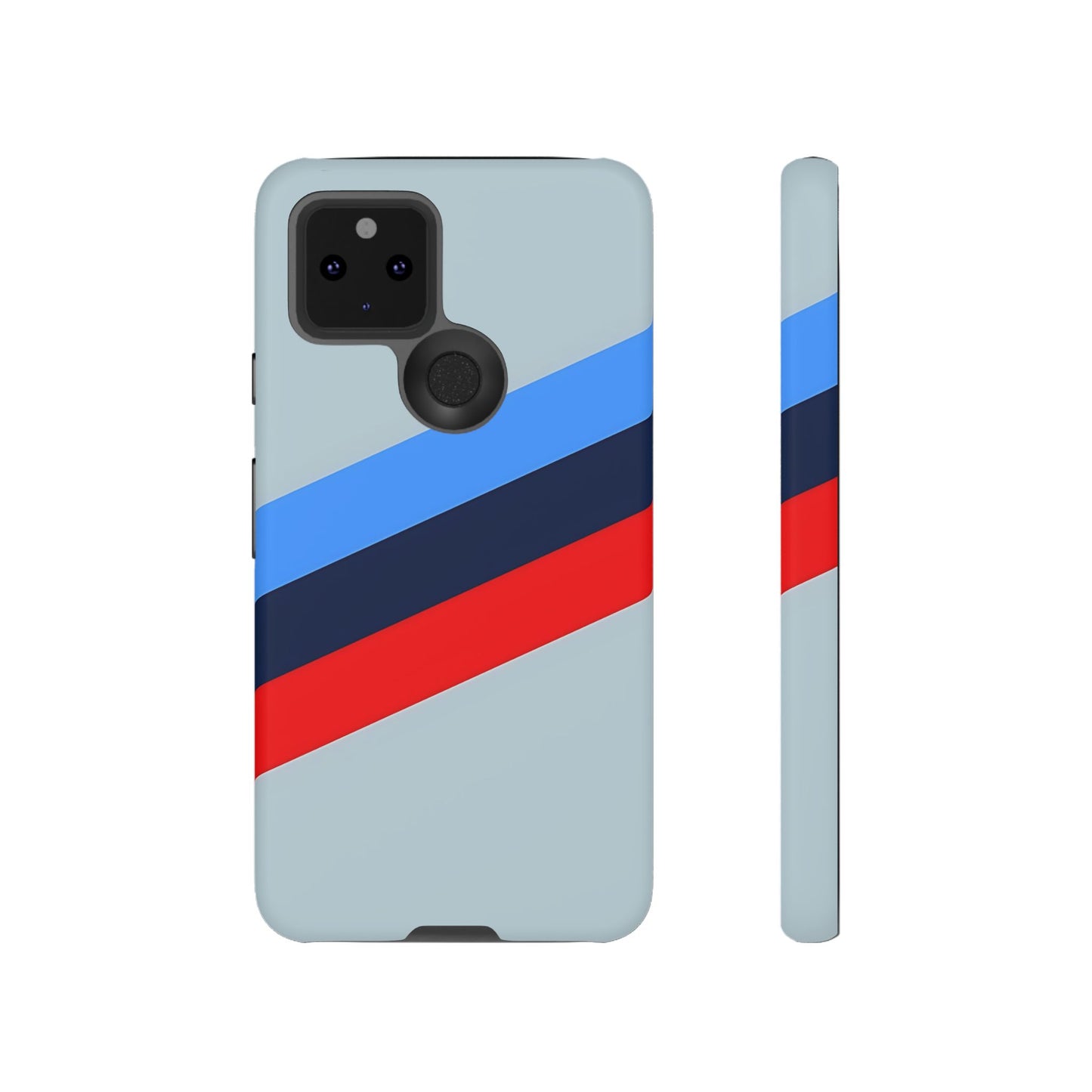 Gray Tough Case For iPhone, Samsung Galaxy and Google Pixel, Blue & Red Stripe