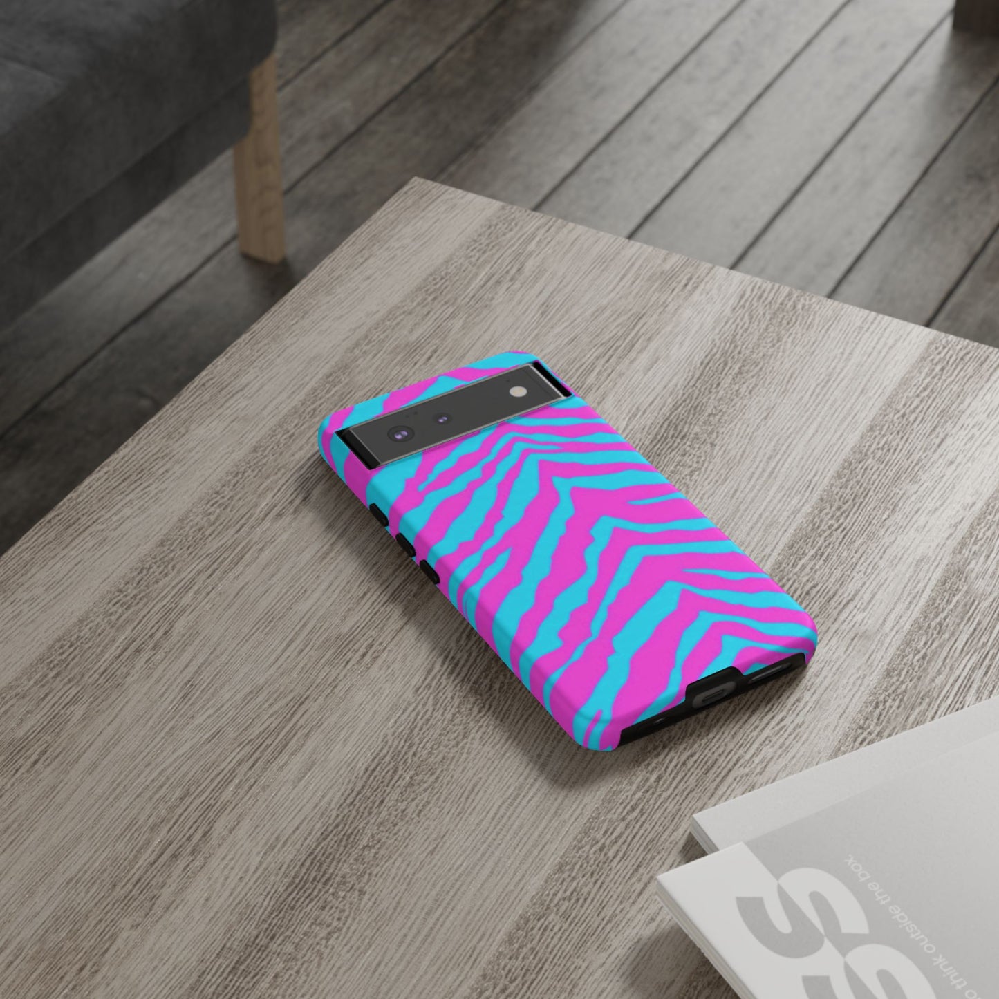Animal Print Hot Pink And Teal Tough Case for iPhone, Galaxy and Google Pixel