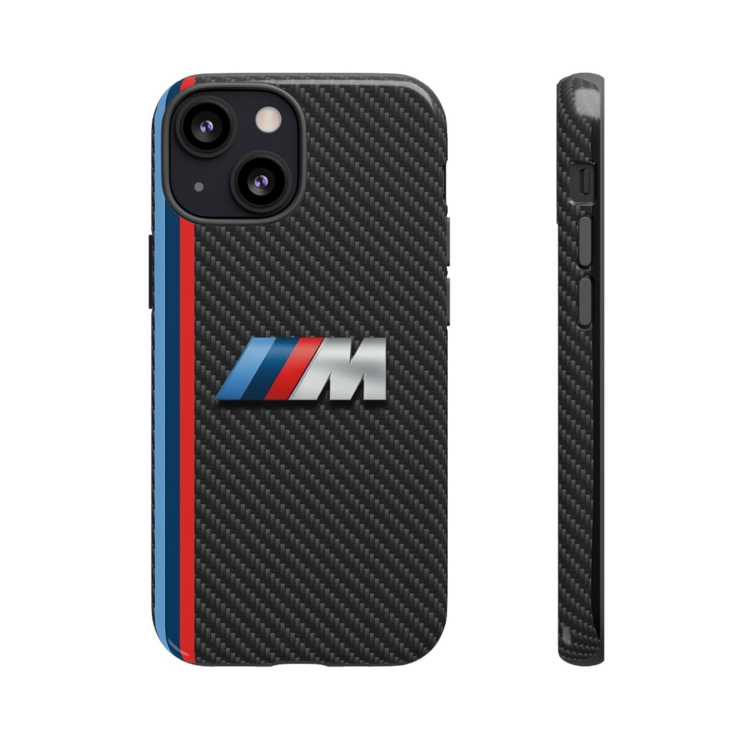 Phone Case - Black Tough Case for iPhones, Galaxy, Pixel, Blue And Red Stripes, BMW M Series