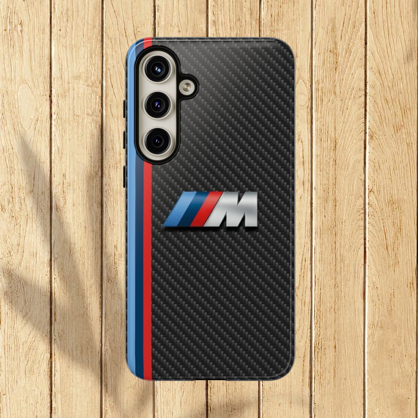 Phone Case - Black Tough Case for iPhones, Galaxy, Pixel, Blue And Red Stripes, BMW M Series