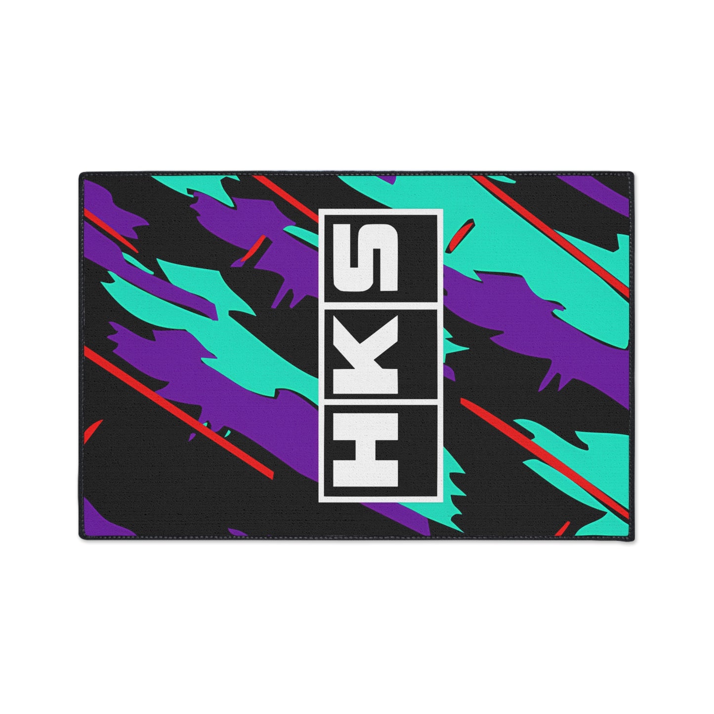 HKS Retro Camo Floor Mat | Teal Purple Racing Logo, 1990s JDM CAR Design