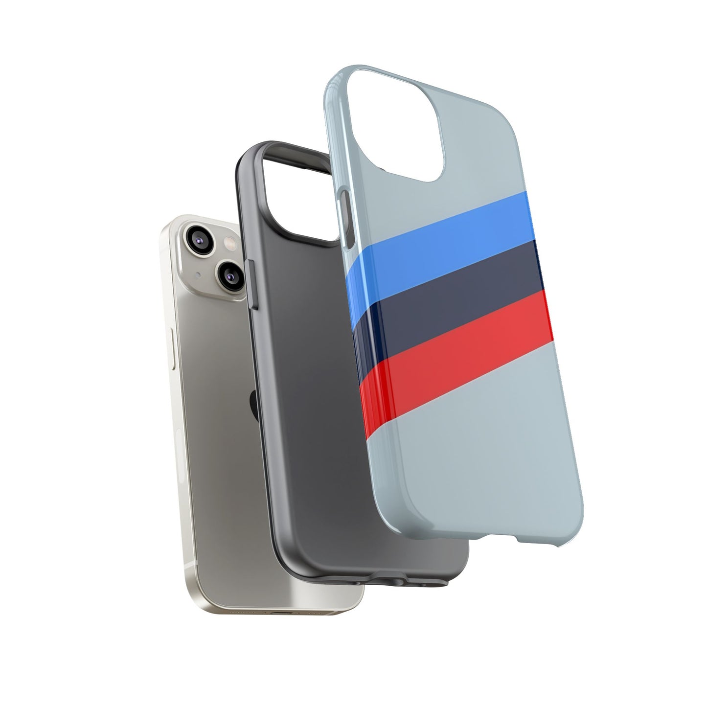 Gray Tough Case For iPhone, Samsung Galaxy and Google Pixel, Blue & Red Stripe