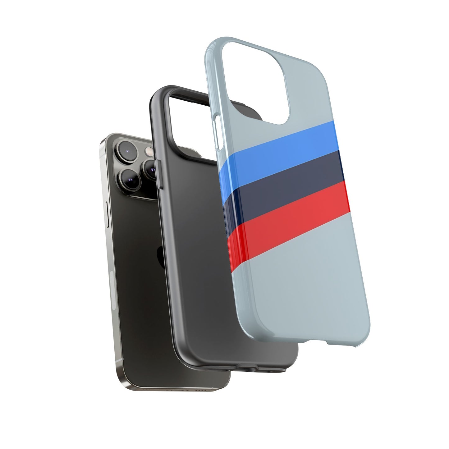 Gray Tough Case For iPhone, Samsung Galaxy and Google Pixel, Blue & Red Stripe