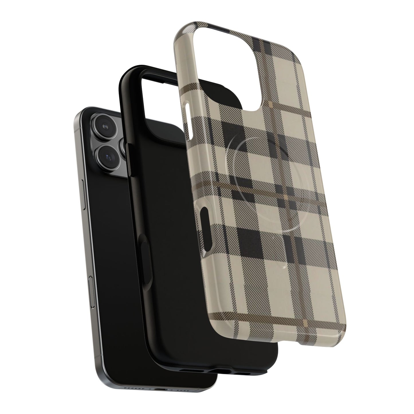 Neutral Plaid Phone Case Tough Magnetic Case | Beige Tartan Gift Idea
