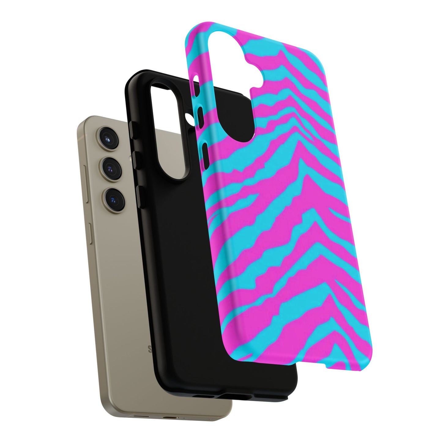 Animal Print Hot Pink And Teal Tough Case for iPhone, Galaxy and Google Pixel