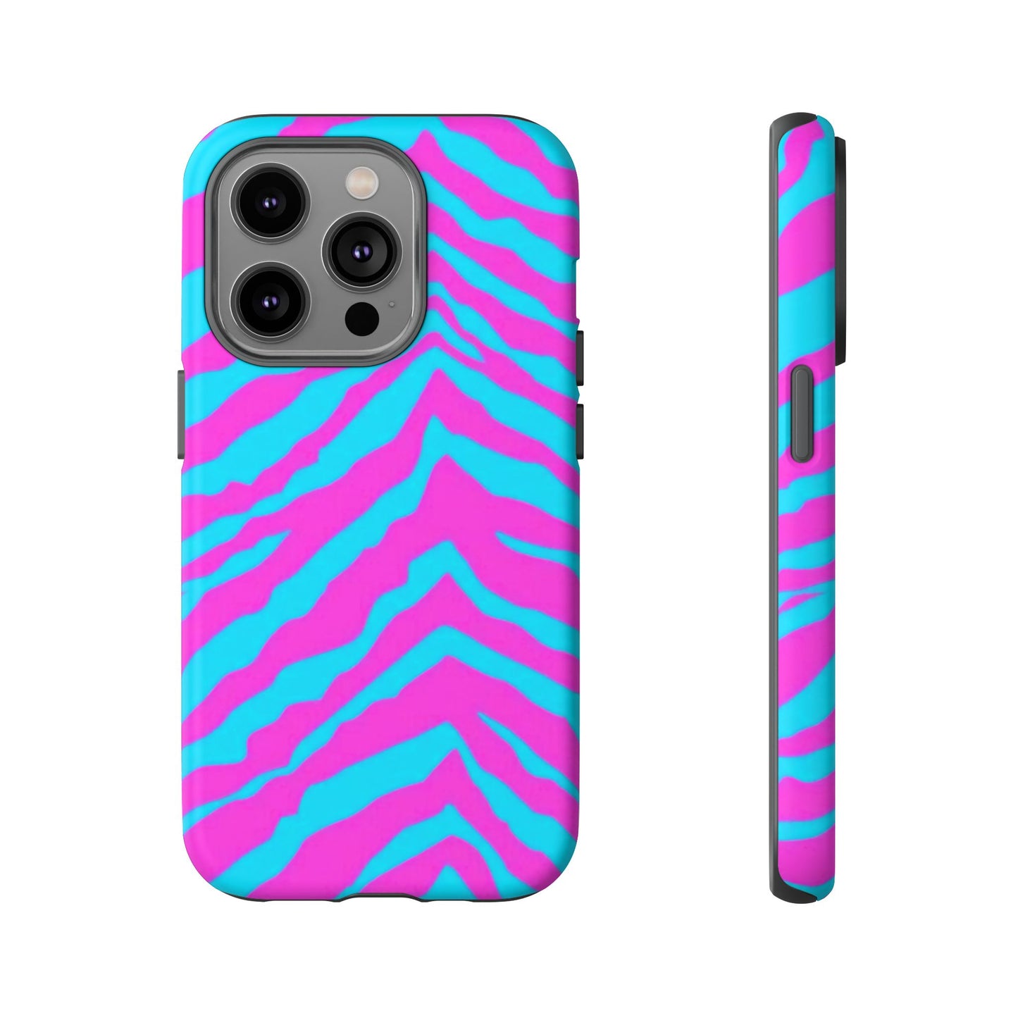 Animal Print Hot Pink And Teal Tough Case for iPhone, Galaxy and Google Pixel