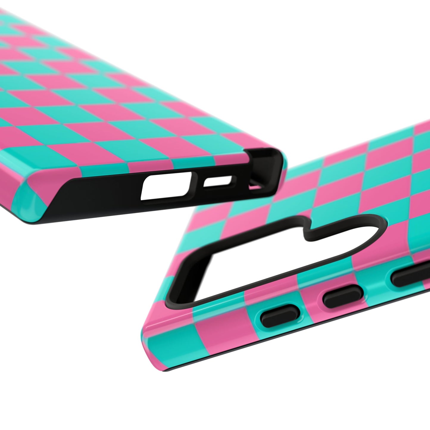Hot Pink And Teal Checker Pattern Tough Case for iPhone, Galaxy Phones and Google Pixel