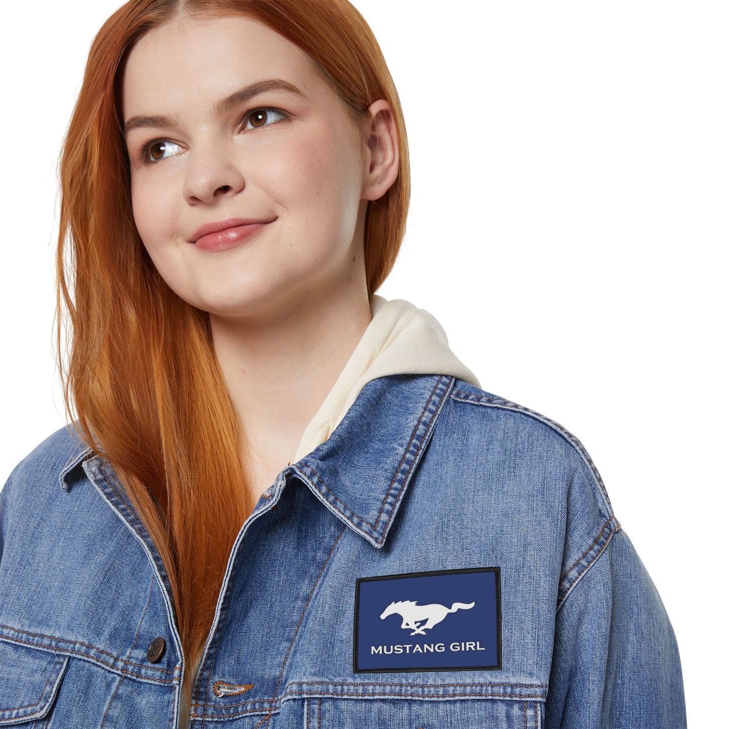 Mustang Girl Blue Iron-On Patches,  Motorsports Ford Owner Accent