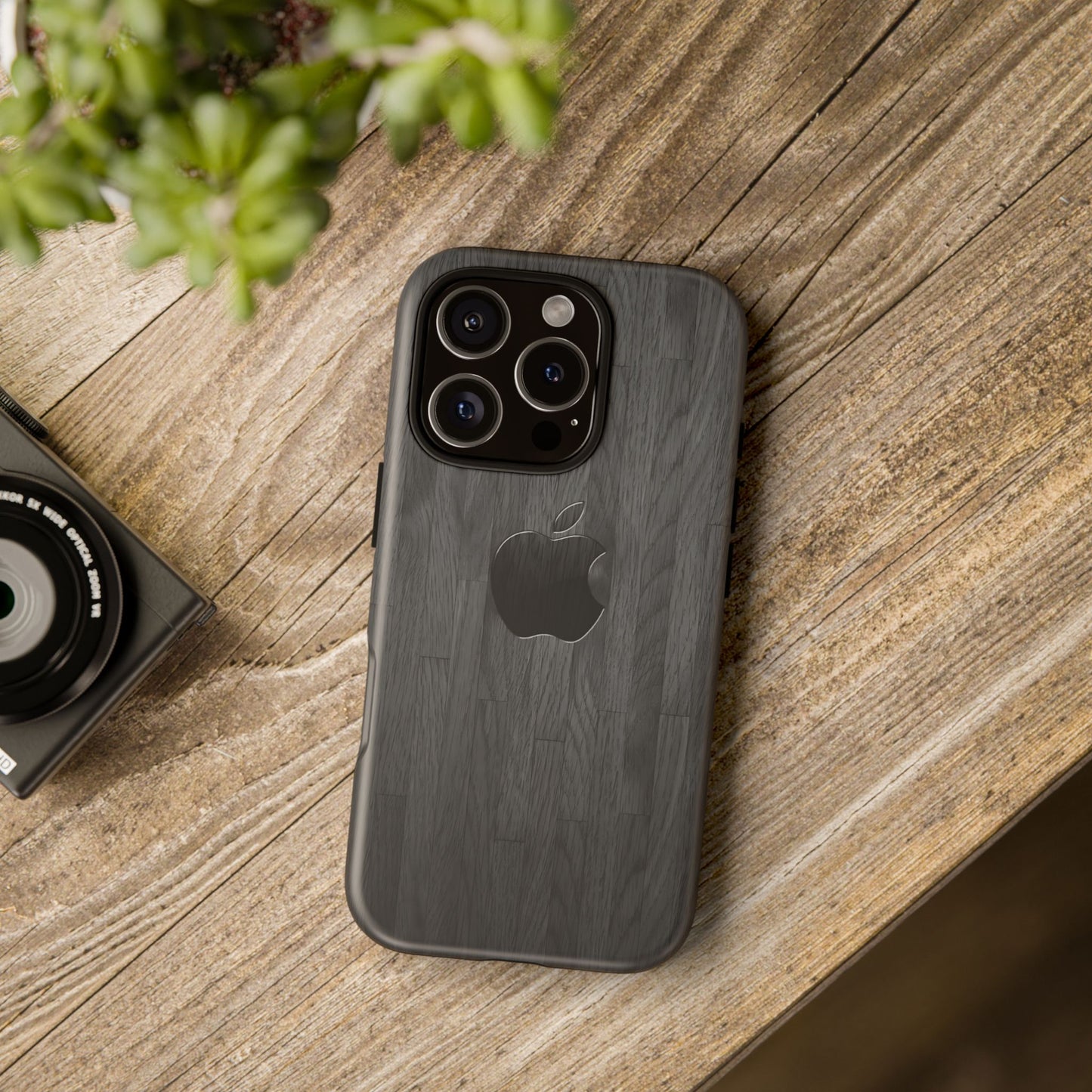 Tough Cases For iPhones, Gray Wood Color Rugged Phone Case