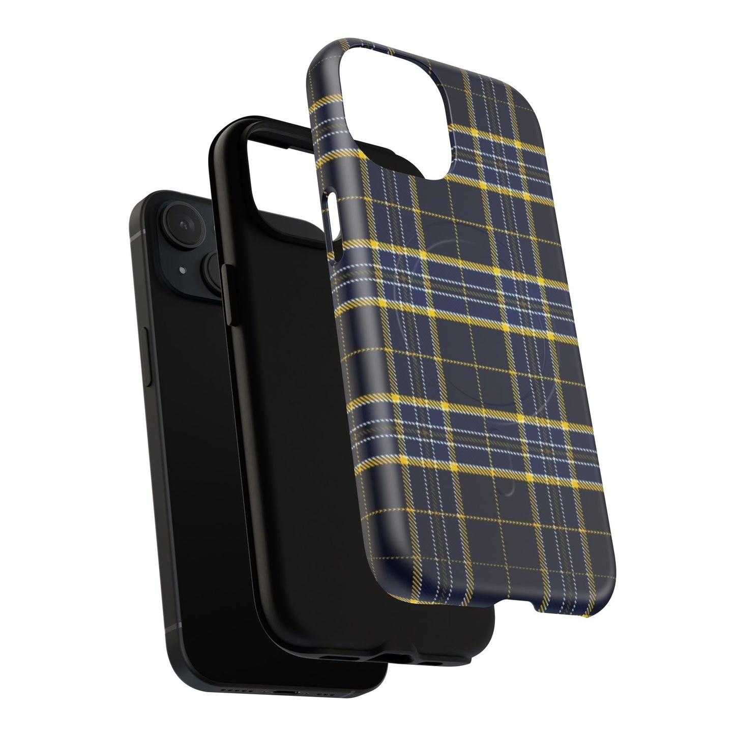 Navy Yellow Plaid Phone Case Tough Magnetic Case | Plaid iPhone Cover