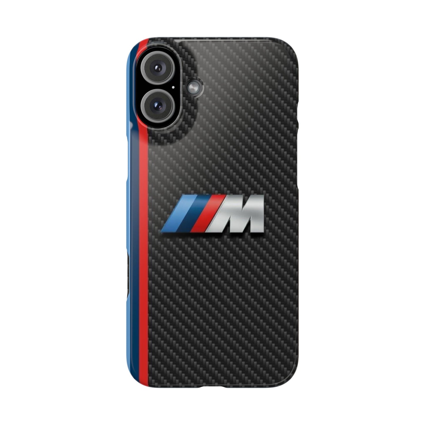 Black iPhone Slim Case, Blue And Red Stripes, BMW M Series