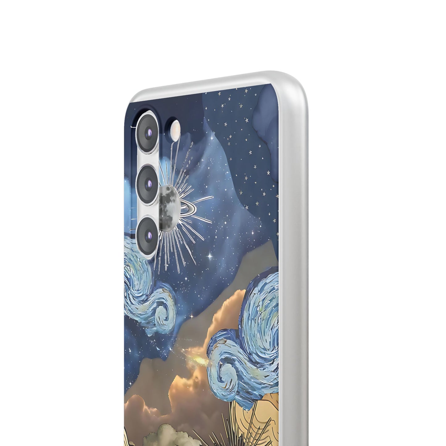 Celestial Flexi Case, Boho Phone Cover, Galaxy Protection, Starry Night Design,