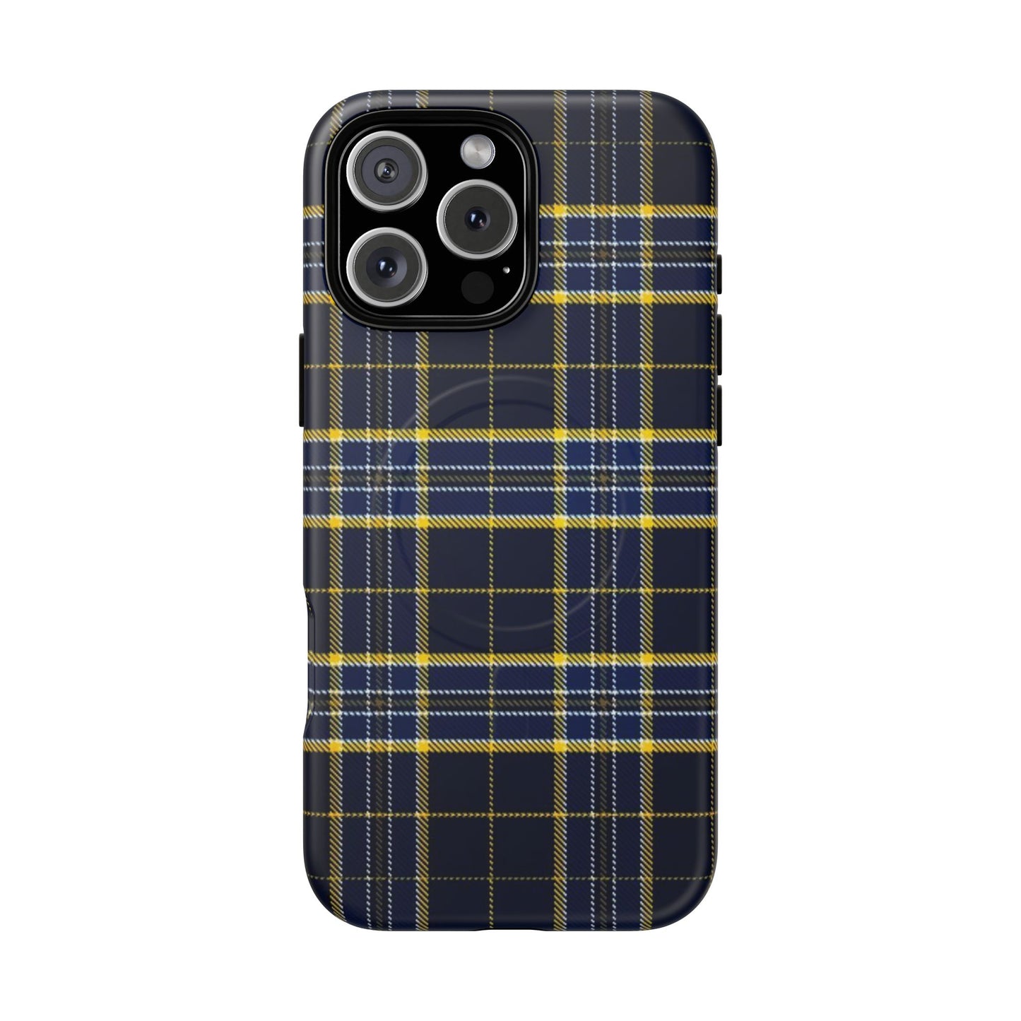 Navy Yellow Plaid Phone Case Tough Magnetic Case | Plaid iPhone Cover