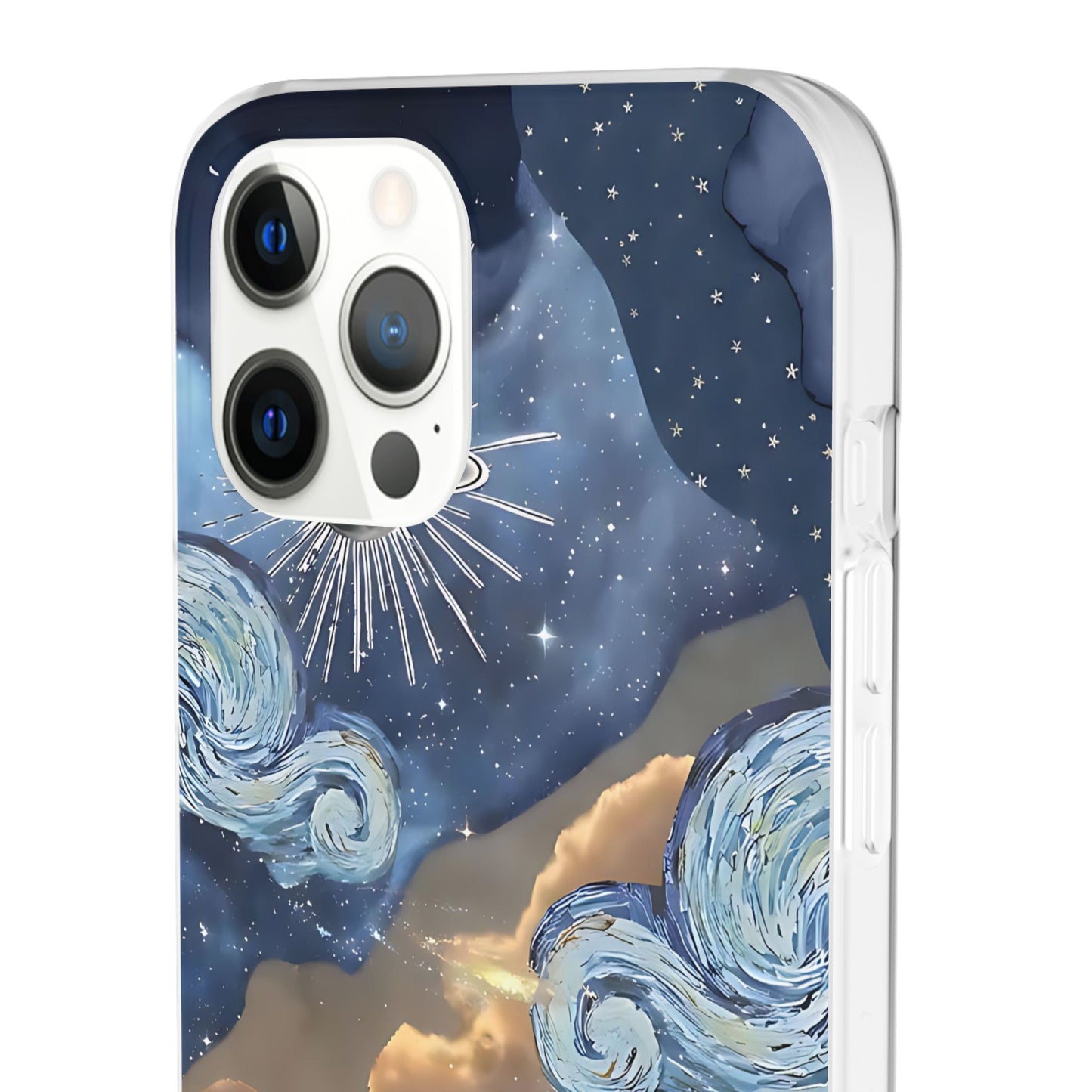 Celestial Flexi Case, Boho Phone Cover, Galaxy Protection, Starry Night Design,