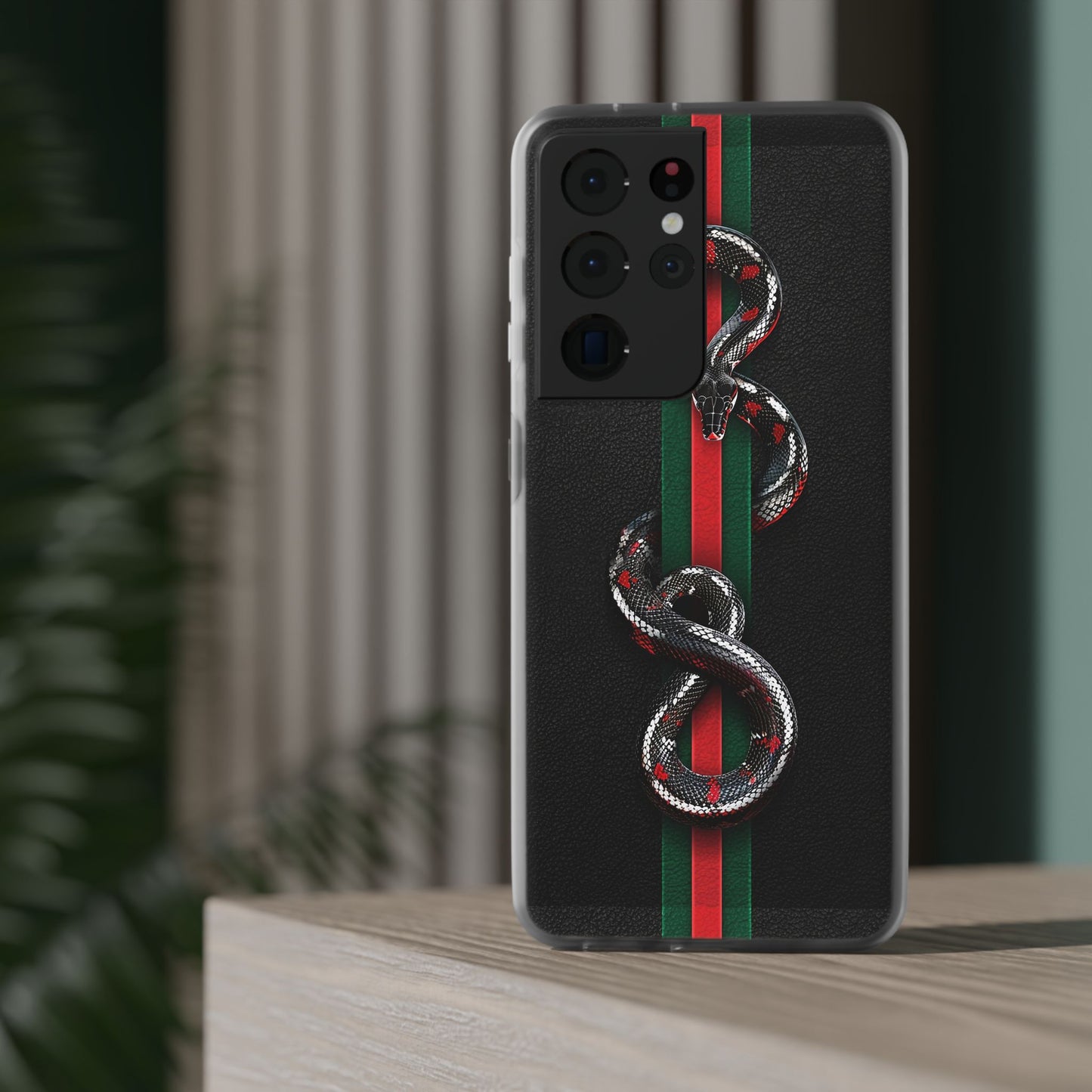 Green and Red Stripes Snake TPU Flexi Cases For iPhones And Samsung Galaxy