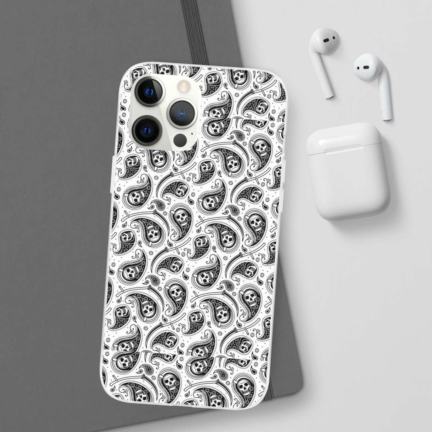 Skull Paisley Pattern Phone Case TPU Soft Flexi Case for iPhones