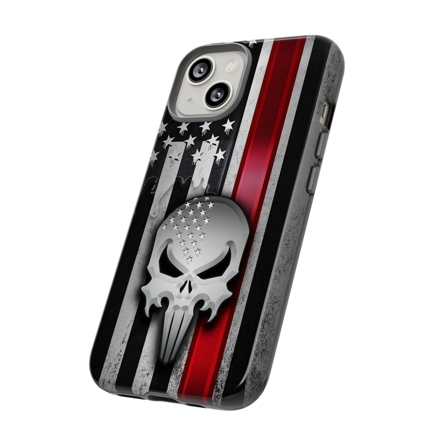 Tough Cases For iPhone, Galaxy and Pixel,  Thin Red Line, Jake Skull Design