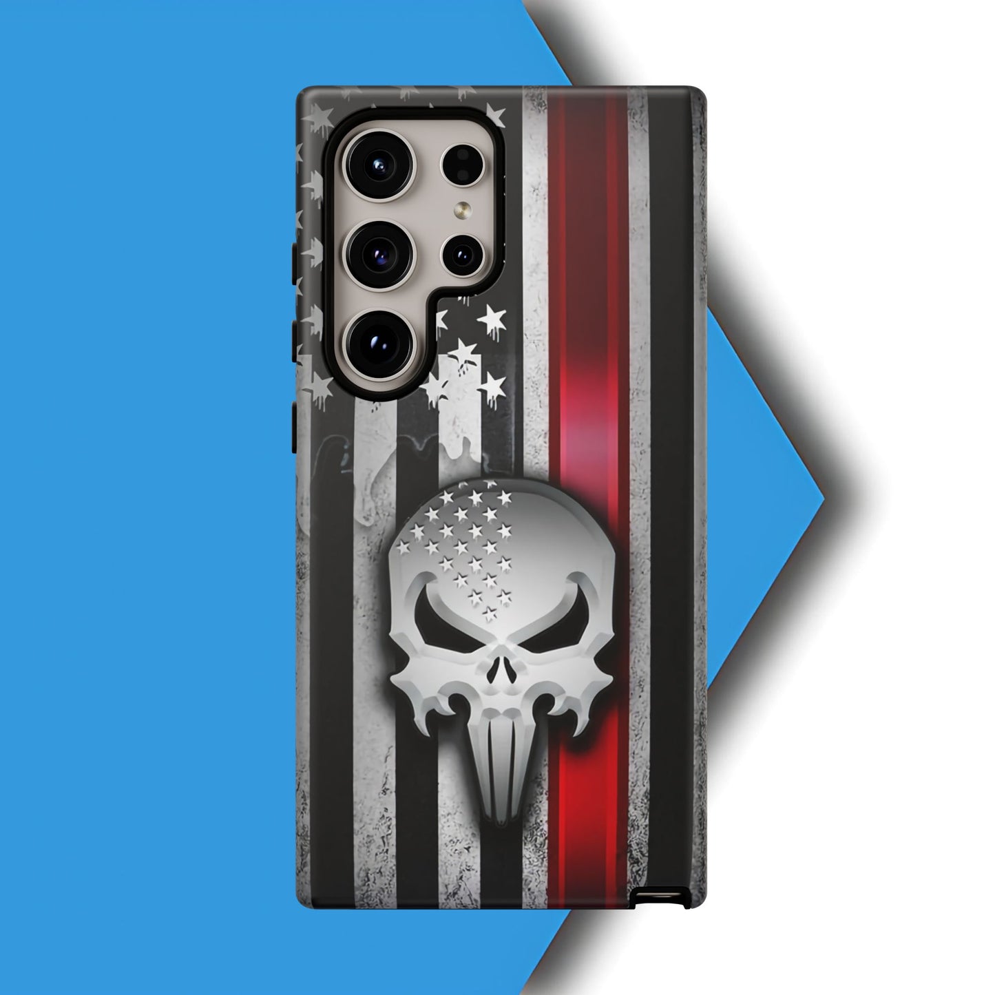 Tough Cases For iPhone, Galaxy and Pixel,  Thin Red Line, Jake Skull Design