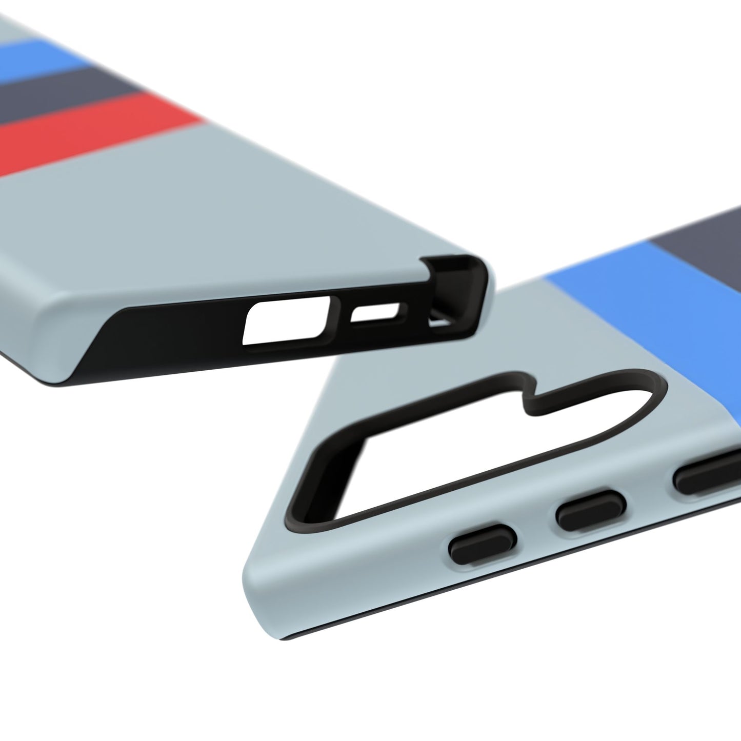 Gray Tough Case For iPhone, Samsung Galaxy and Google Pixel, Blue & Red Stripe