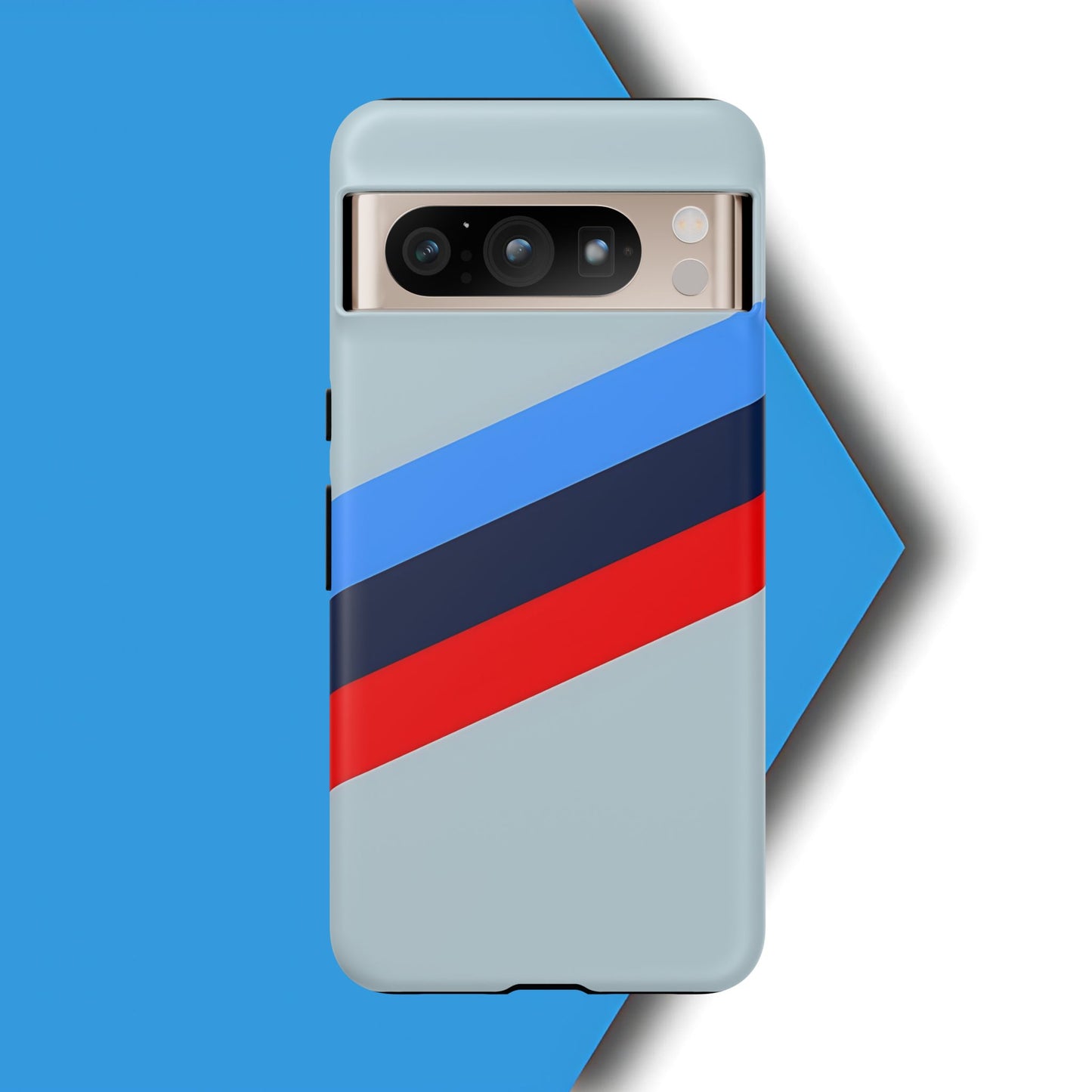 Gray Tough Case For iPhone, Samsung Galaxy and Google Pixel, Blue & Red Stripe